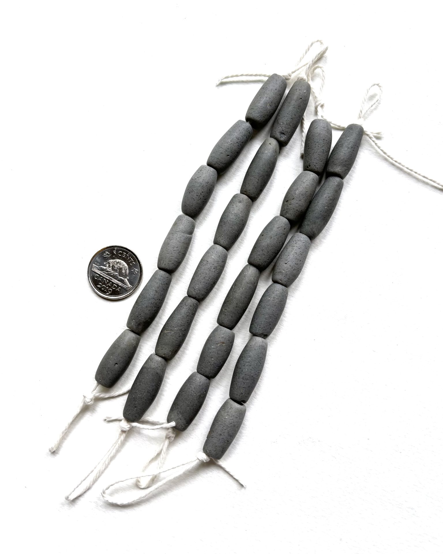 Soft Grey Recycled Glass Beads