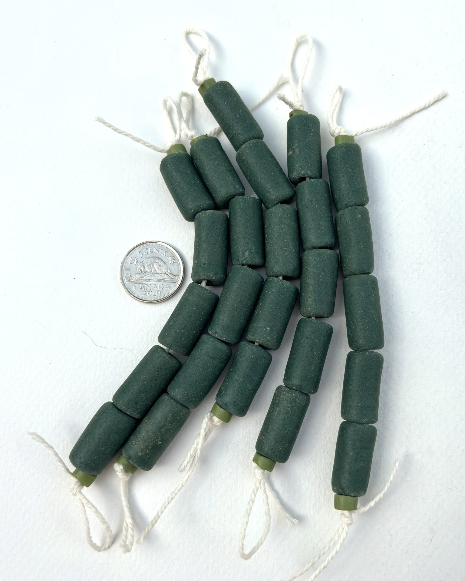 Green Large Tube Recycled Glass Beads