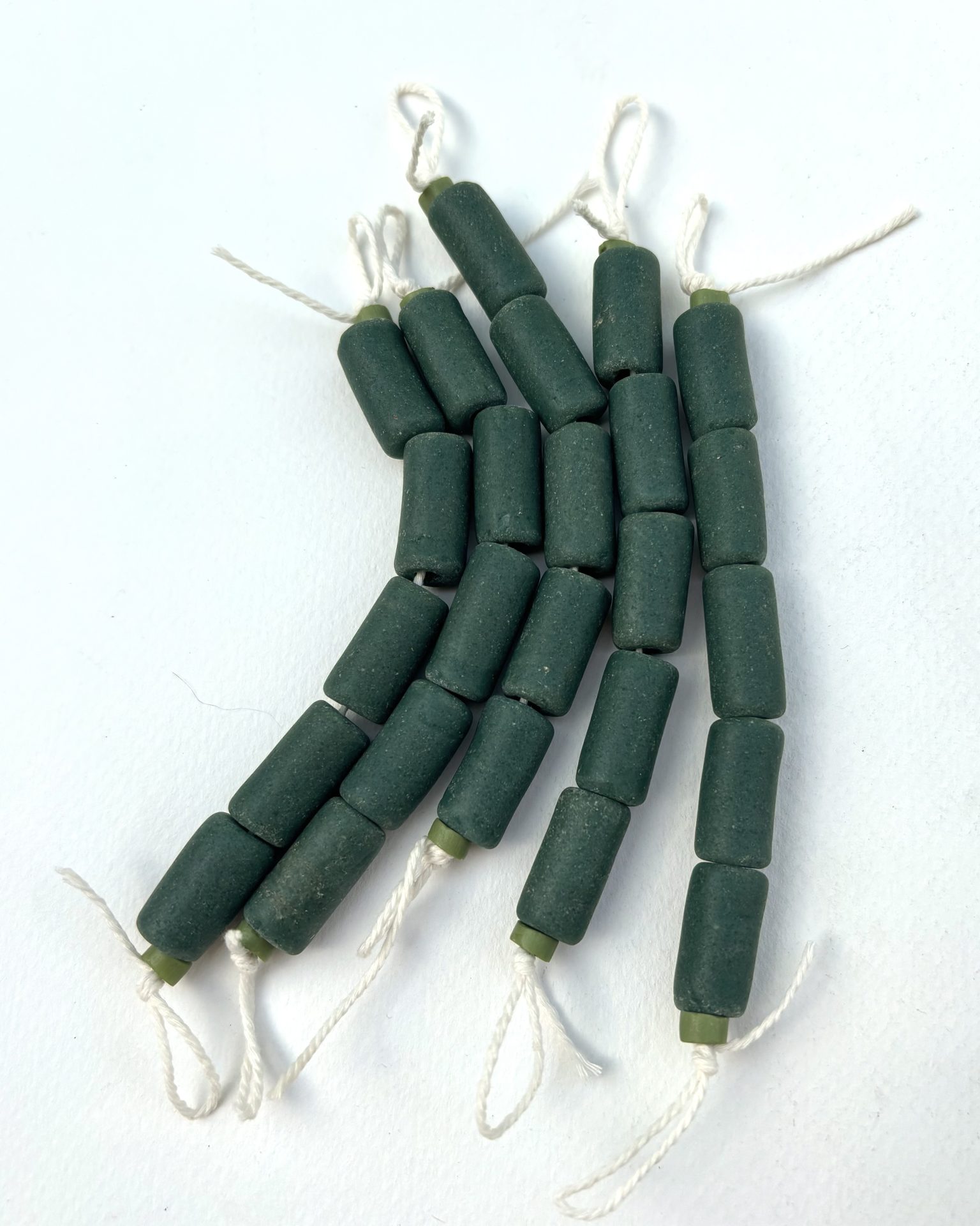 Green Large Tube Recycled Glass Beads