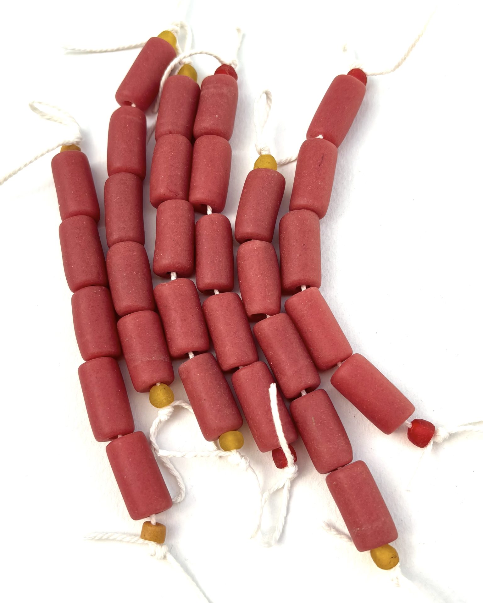 Red Large Tube Recycled Glass Beads
