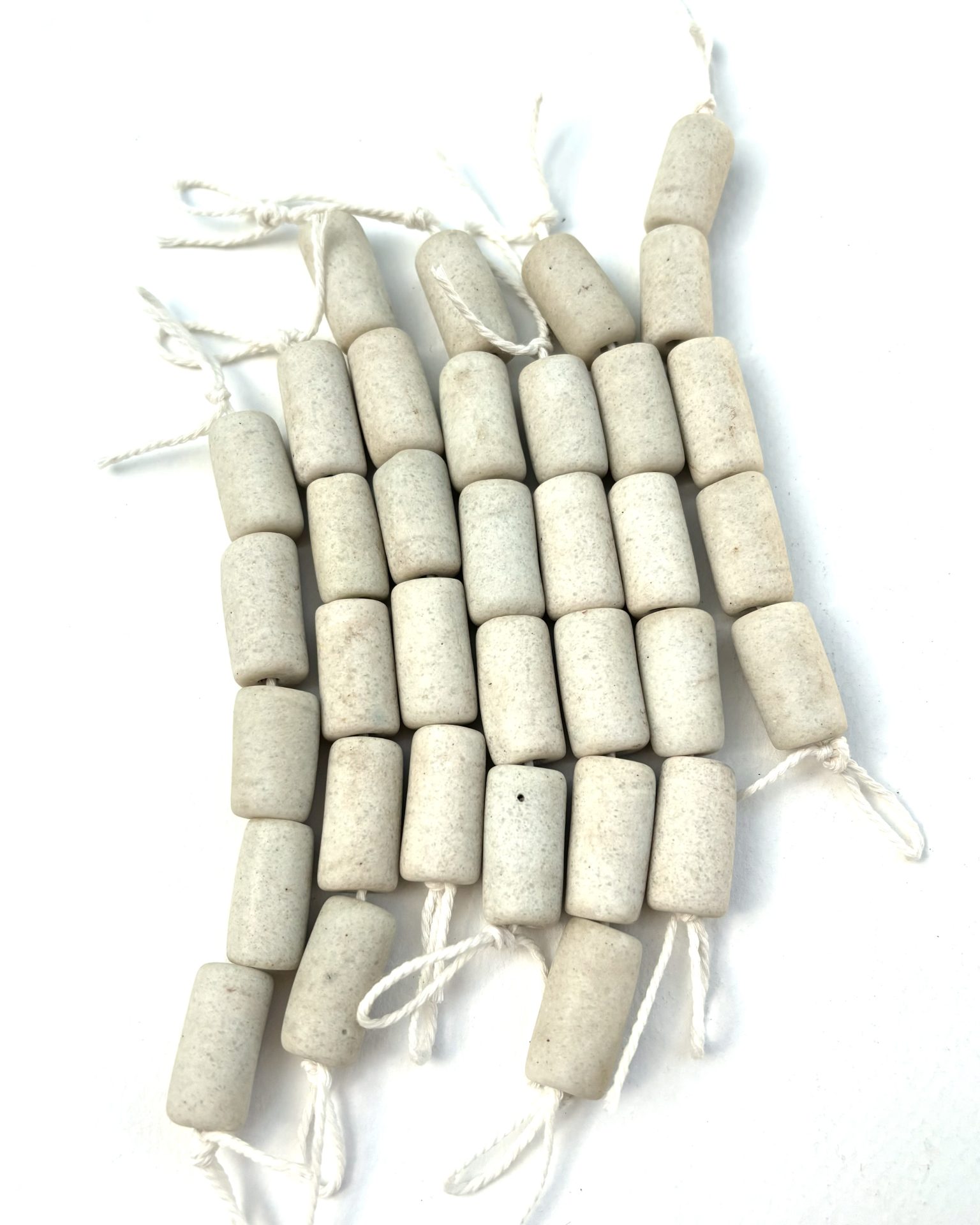 White Large Tube Recycled Glass Beads