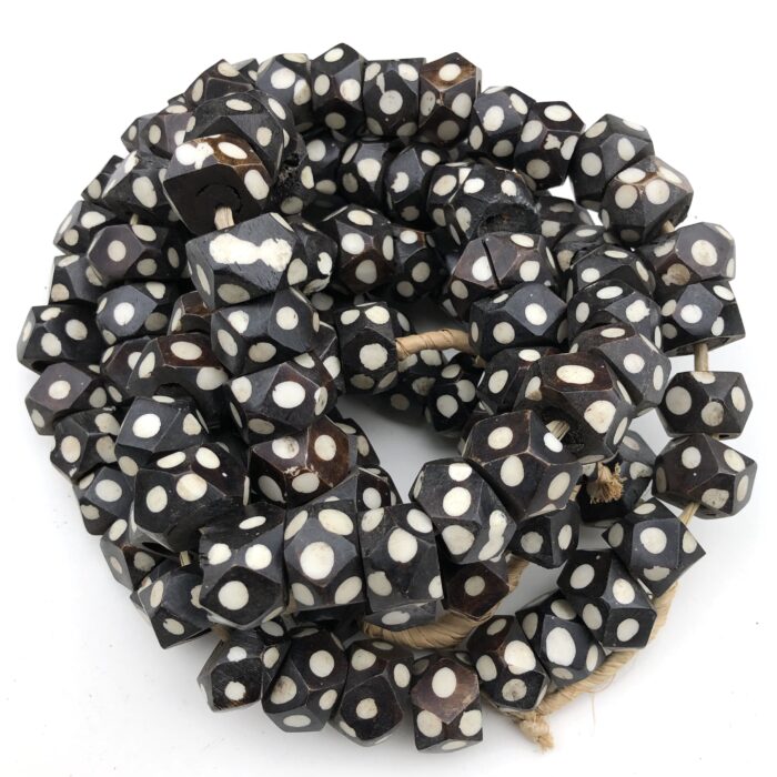 Polka Dot Irregular Batik Bone Beads