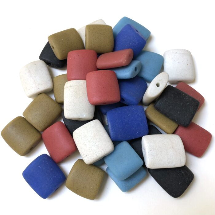 Rectangular Solid Colours Recycled Glass Beads