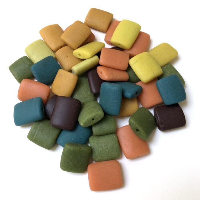 Rectangular Solid Colours Recycled Glass Beads