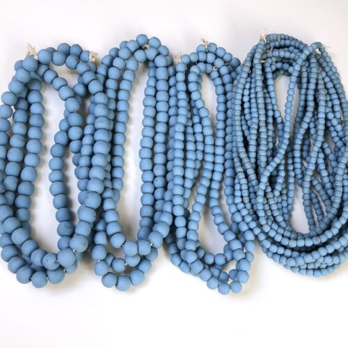 Polished Light Blue Recycled Glass Beads