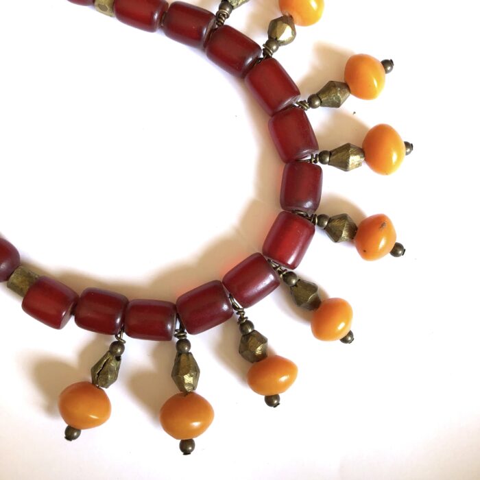 African Amber Dangle Necklace1