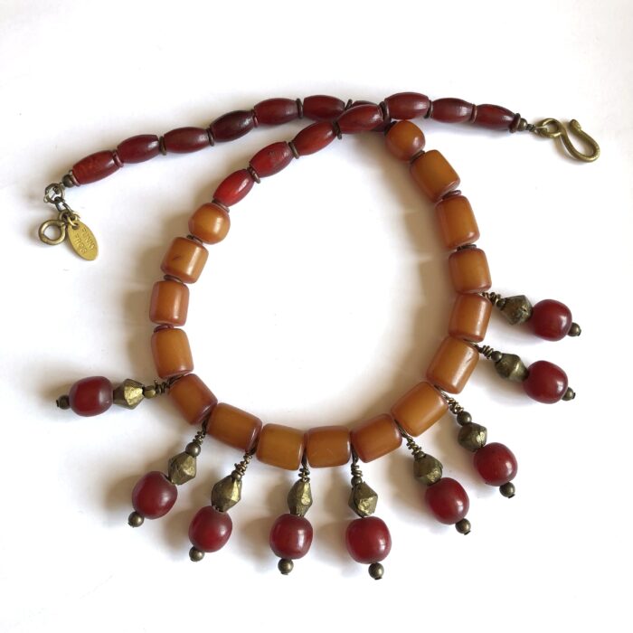 African Amber Dangle Necklace4