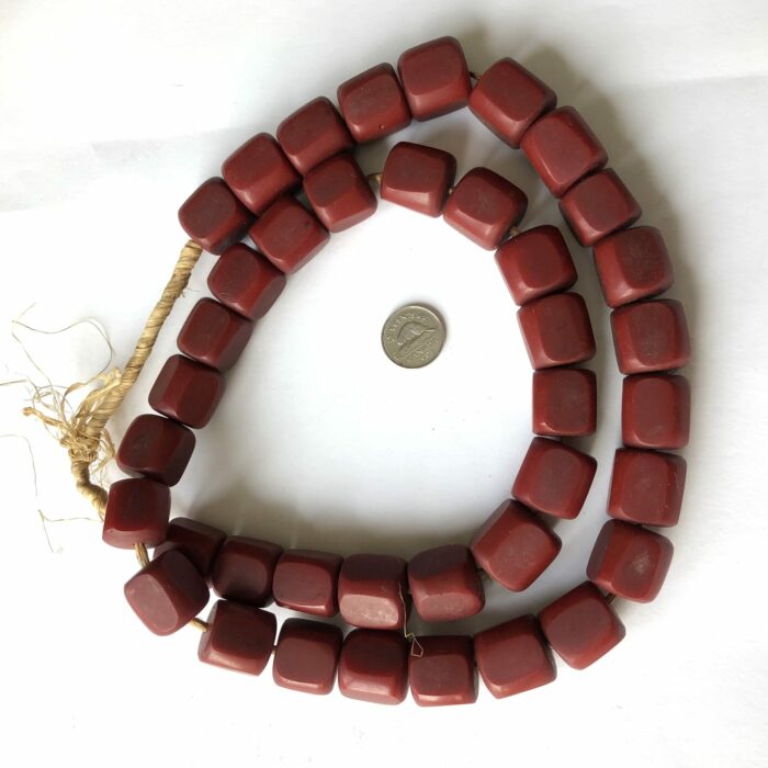 Square Red African Amber Beads