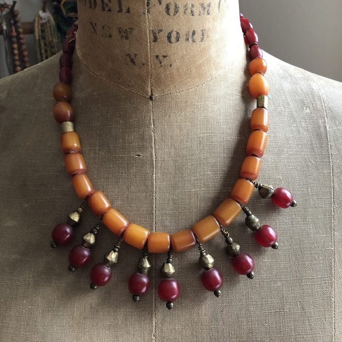 African Amber Drop Necklace