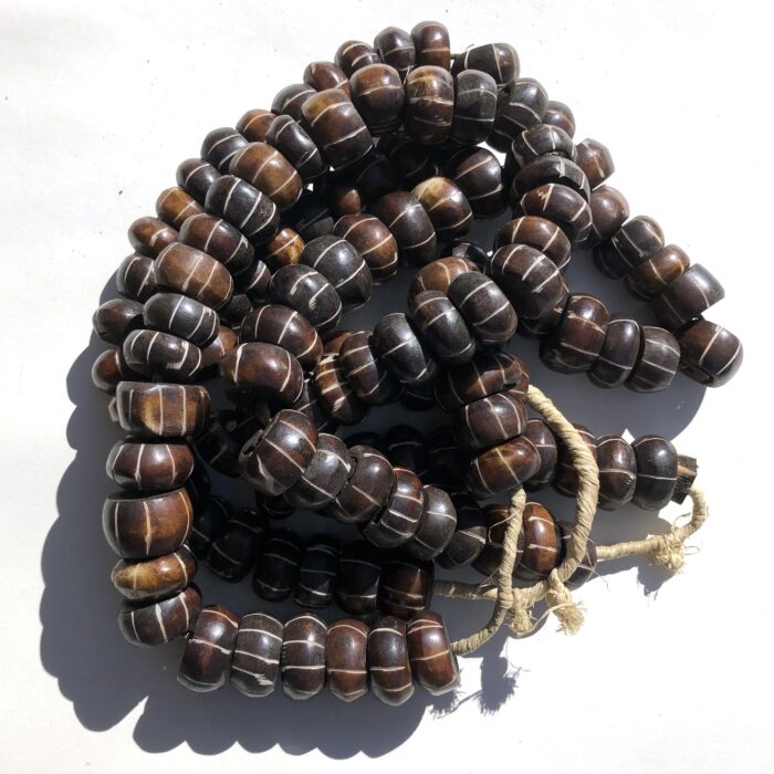 Dark Brown Bone Beads with Engraved Stripe