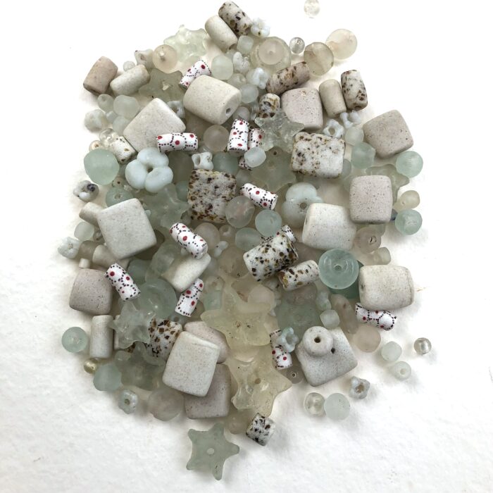 Mixed White Recycled Glass Beads