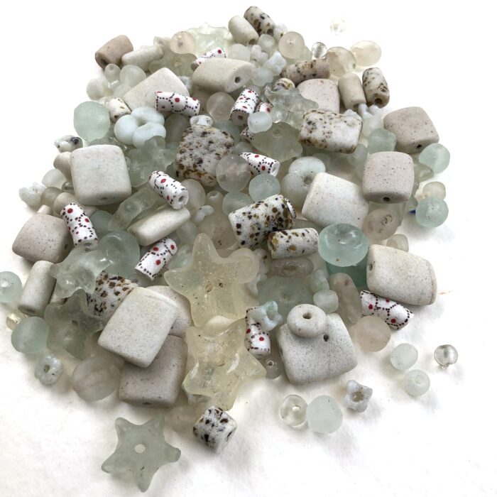 Mixed White Recycled Glass Beads