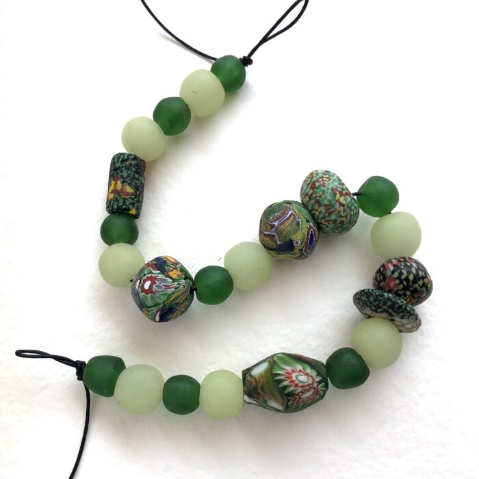 Forest Green Recycled Glass Beads Combo