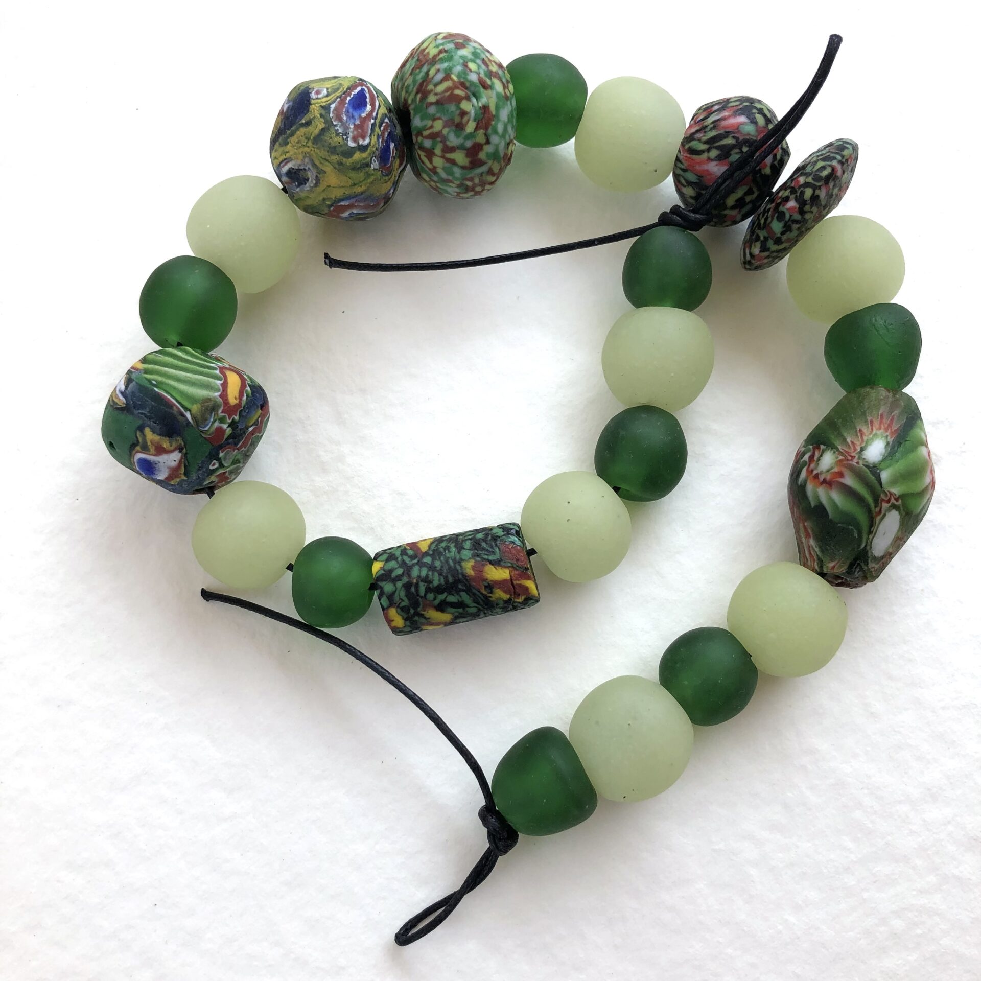 Forest Green Recycled Glass Beads Combo