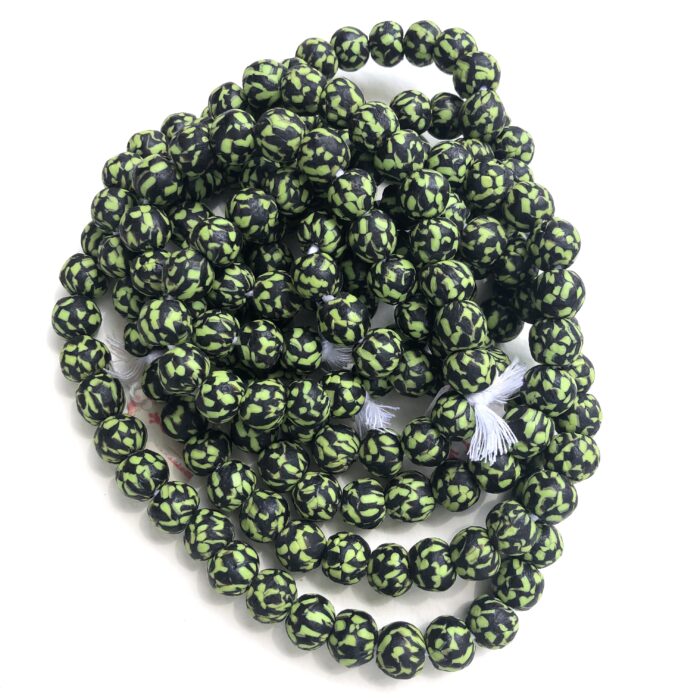 Lime + Black Fused Recycled Glass Beads
