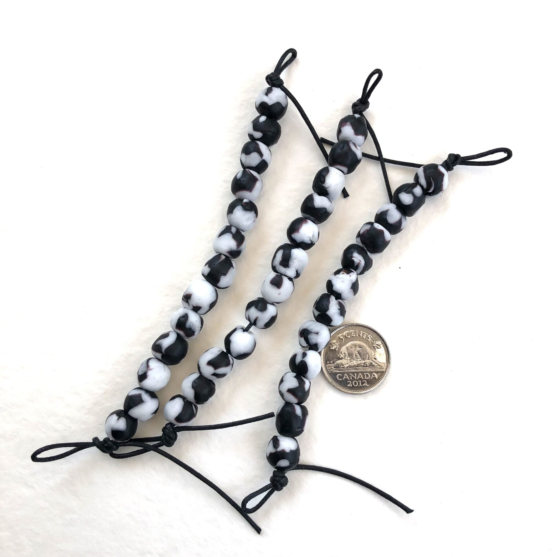 Black and White Recycled Glass Beads