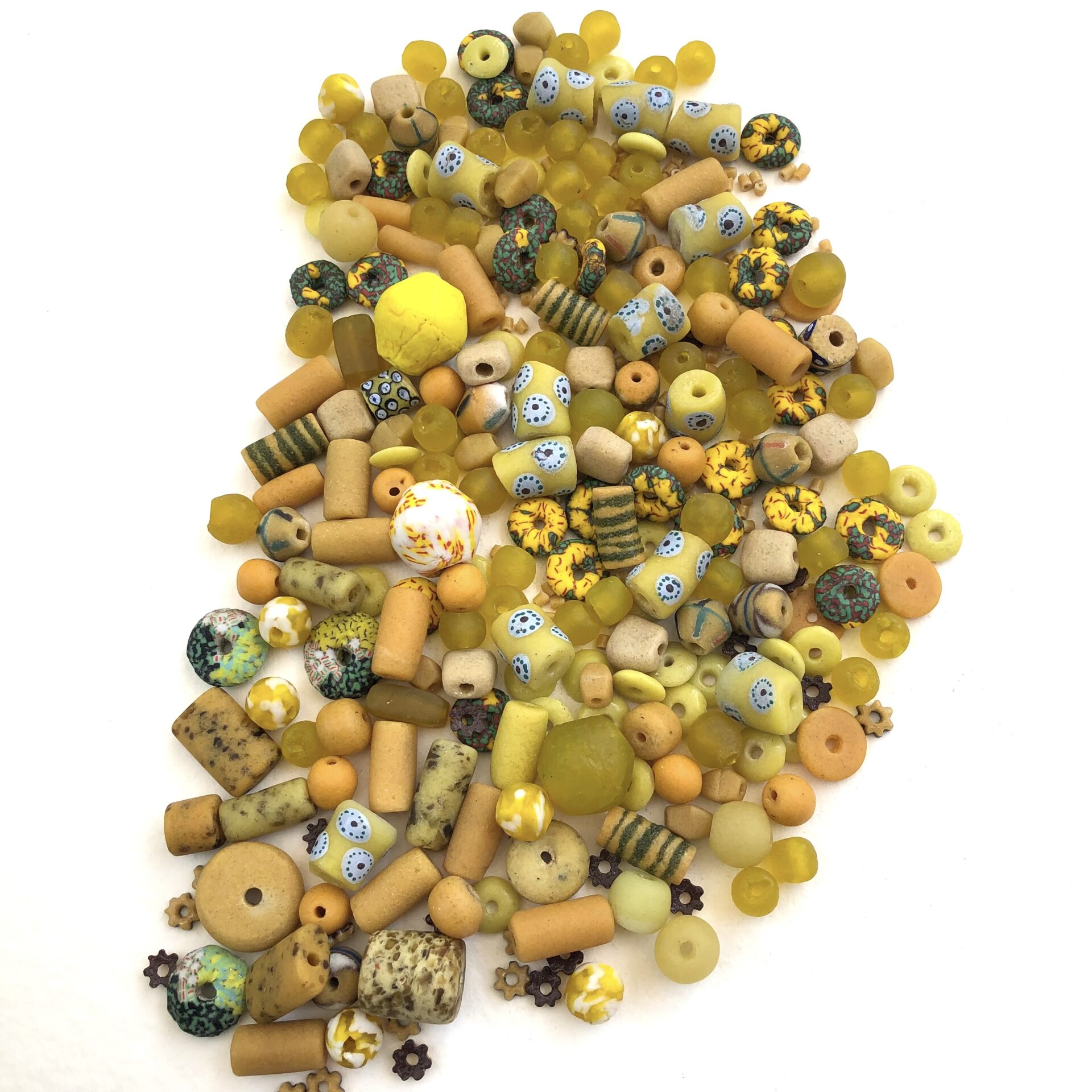 Yellow Recycled Glass Beads Soup