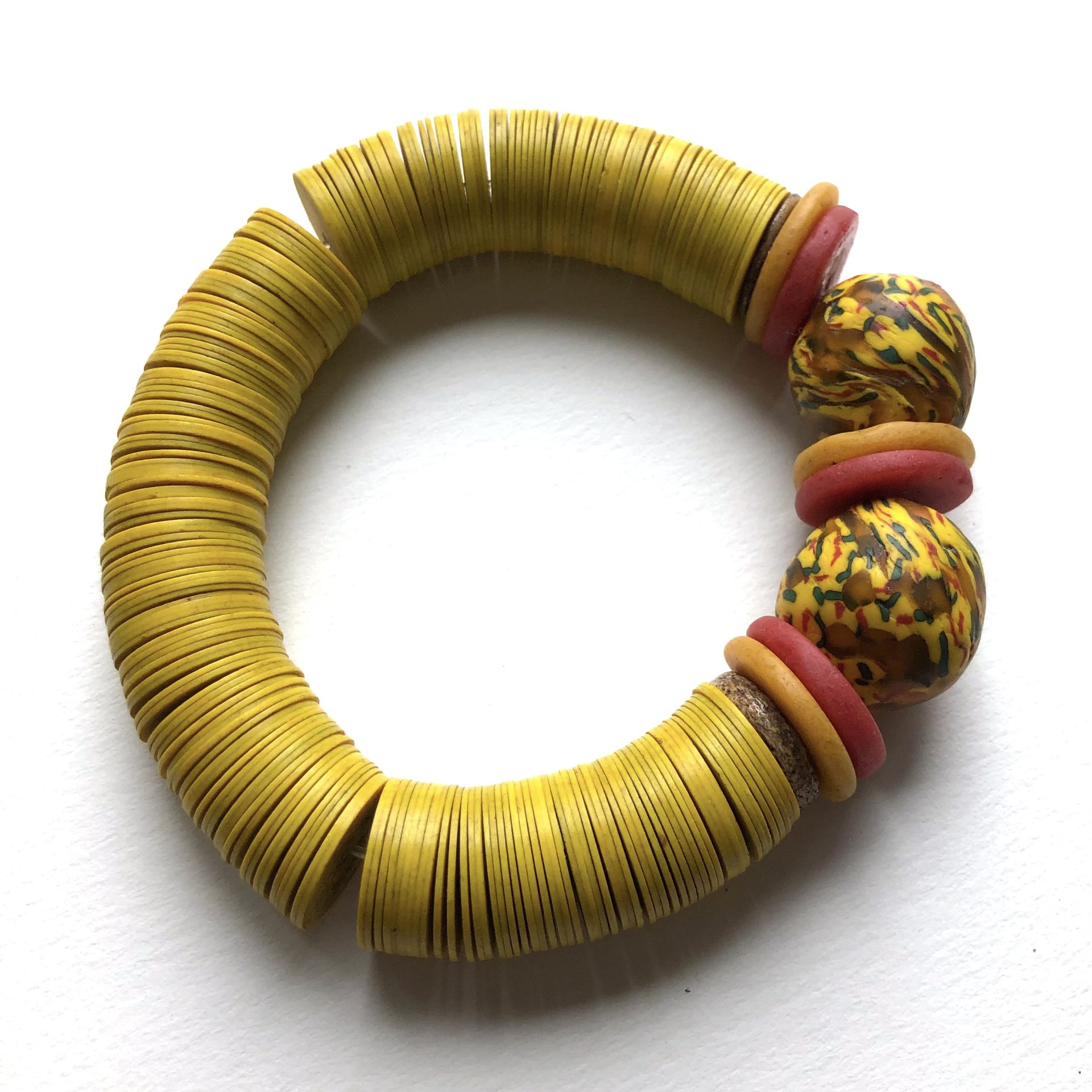 Yellow Vinyl Beads Bracelet