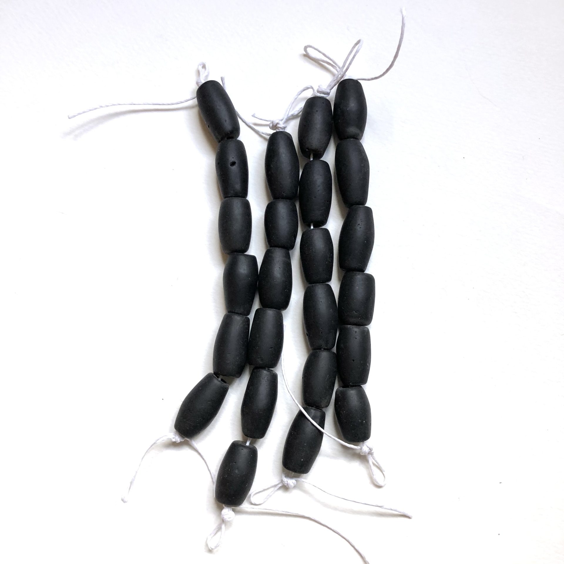 Black Tube Recycled Glass Beads