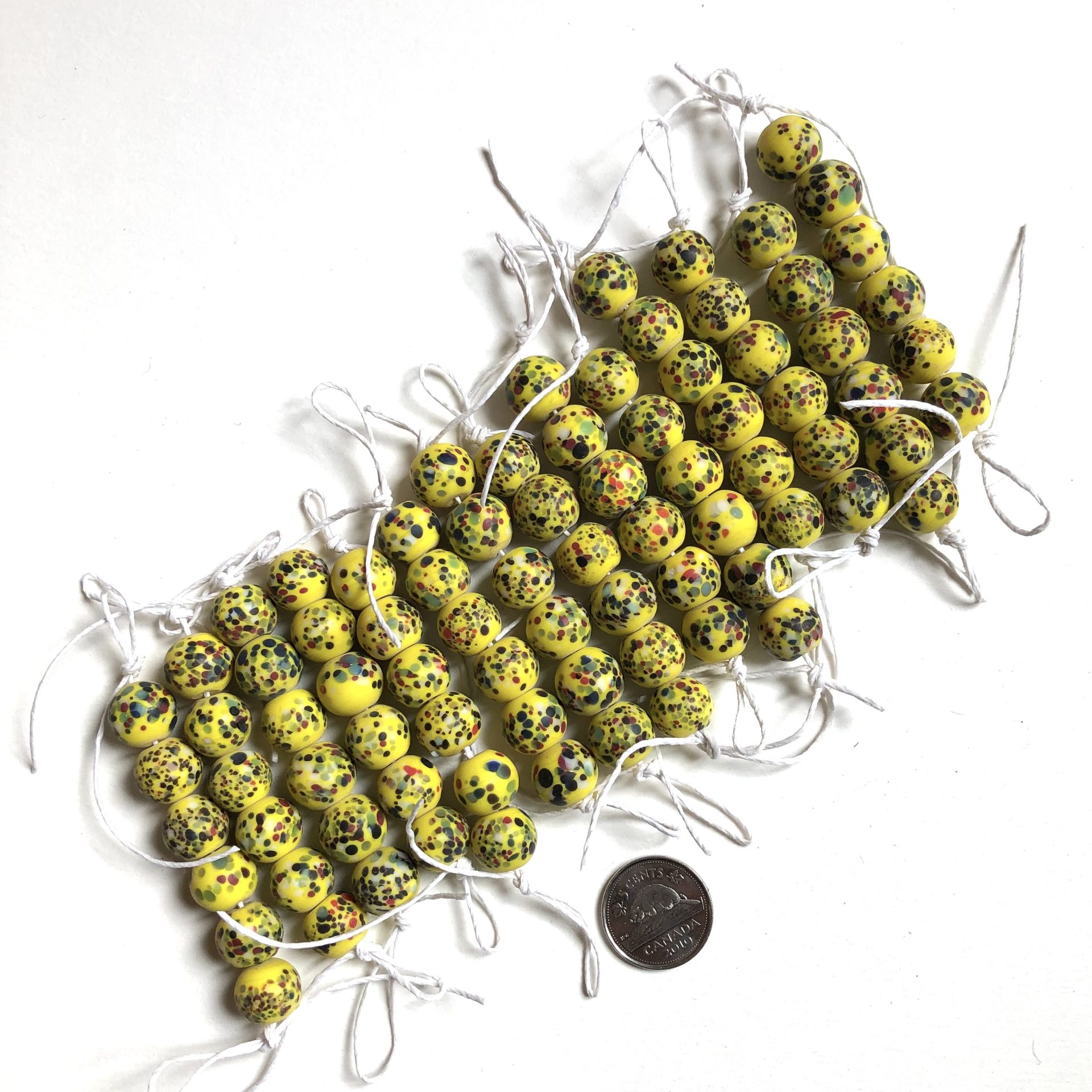 Spotted Yellow Indian Glass Beads