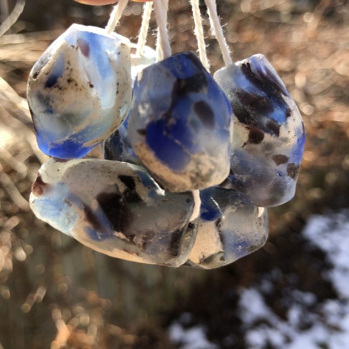Blue Glass with crushed stone Beads