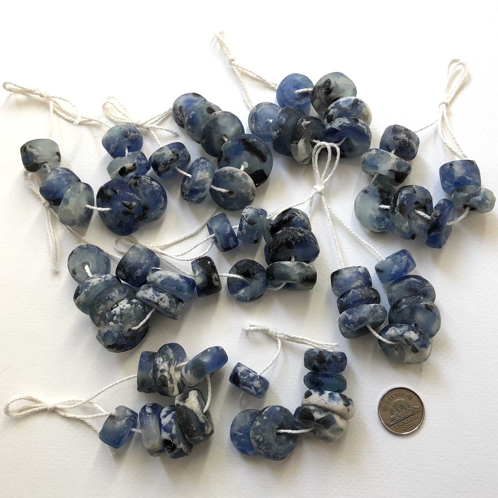 Blue Glass with crushed Stone Beads