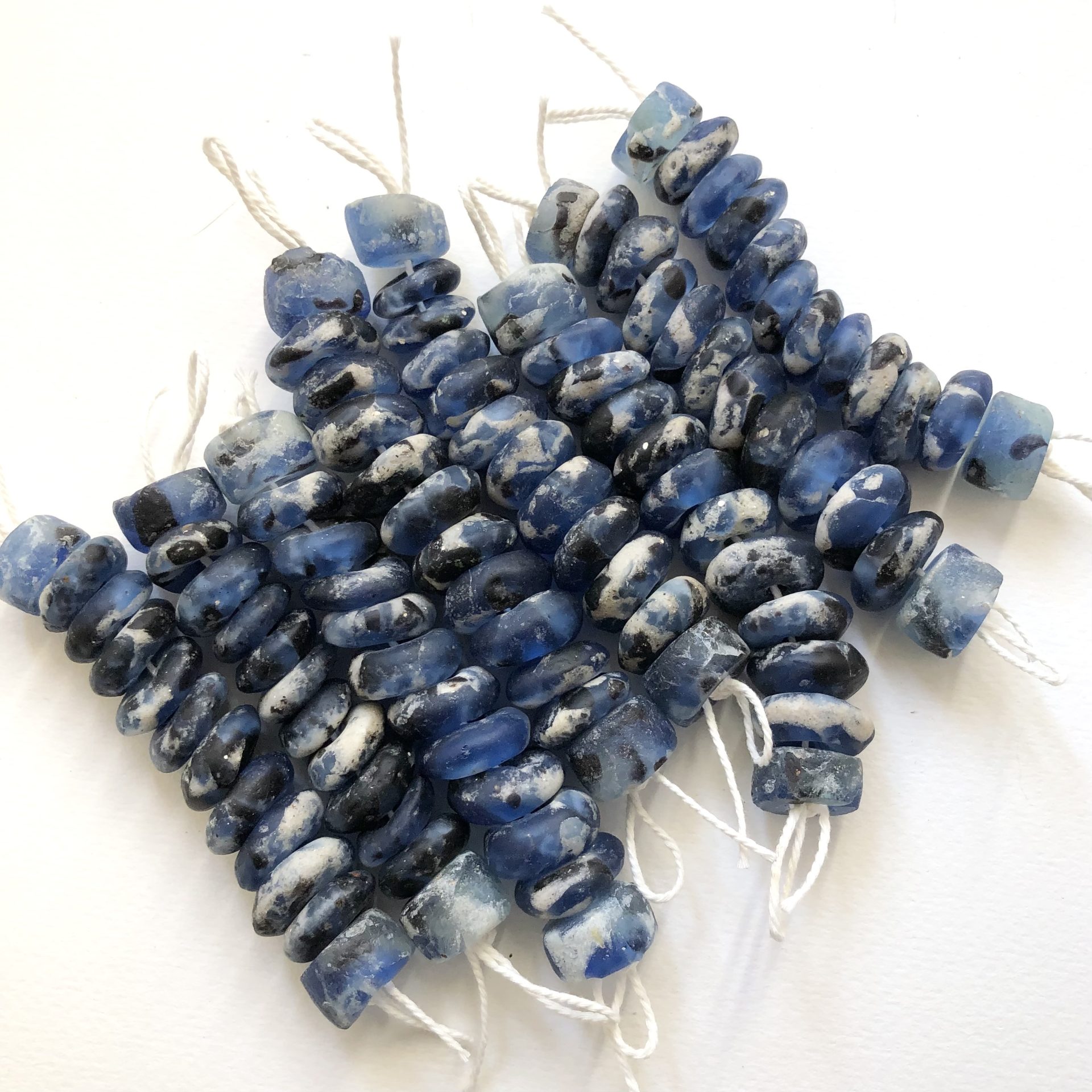 Blue Glass with crushed Stone Beads
