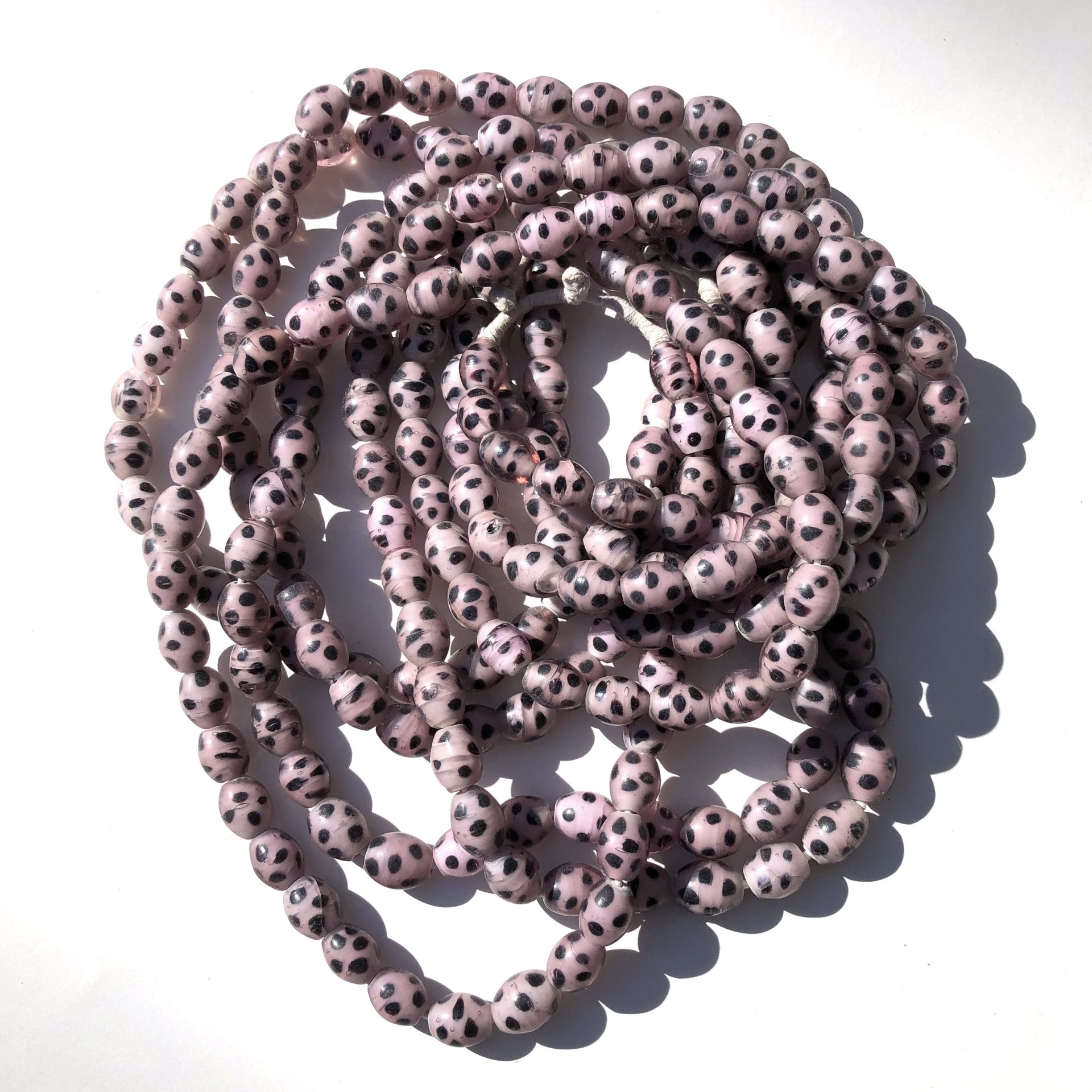 Polka Dot Pink Vintage Glass Beads
