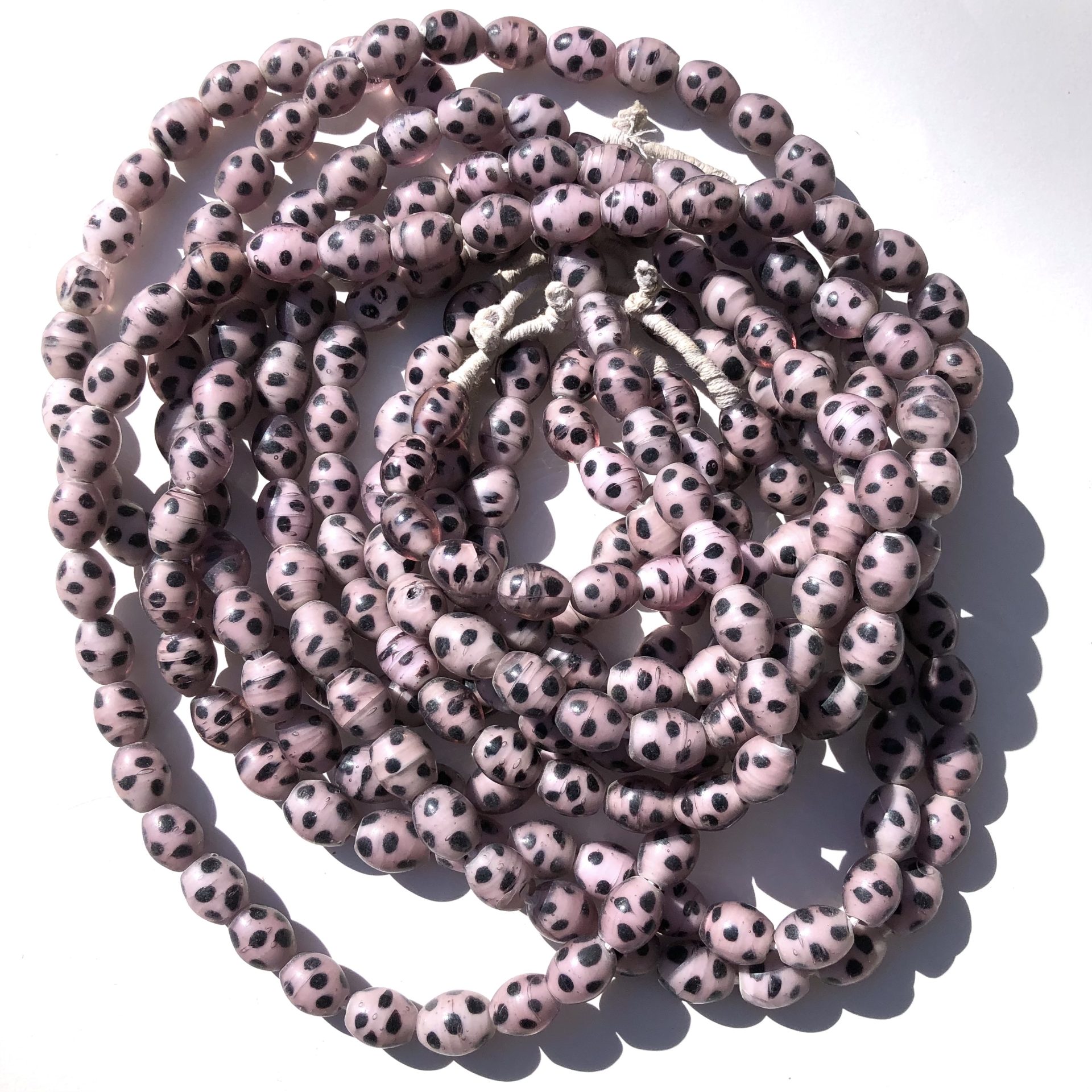 Polka Dot Pink Vintage Glass Beads