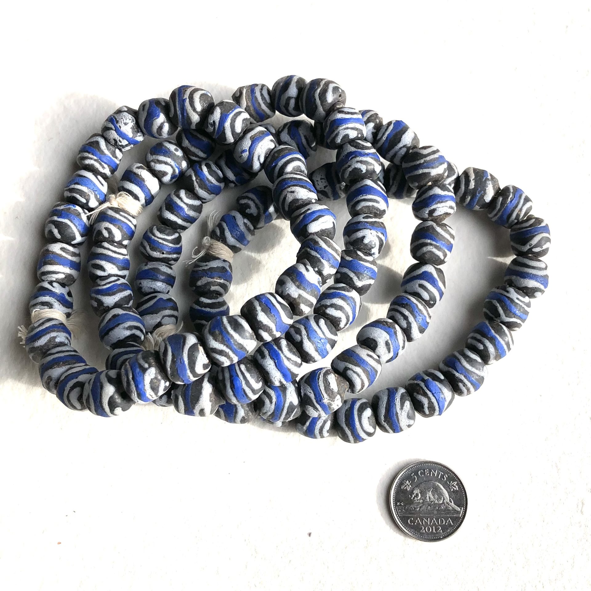 Blue +Grey Sandcast Beads