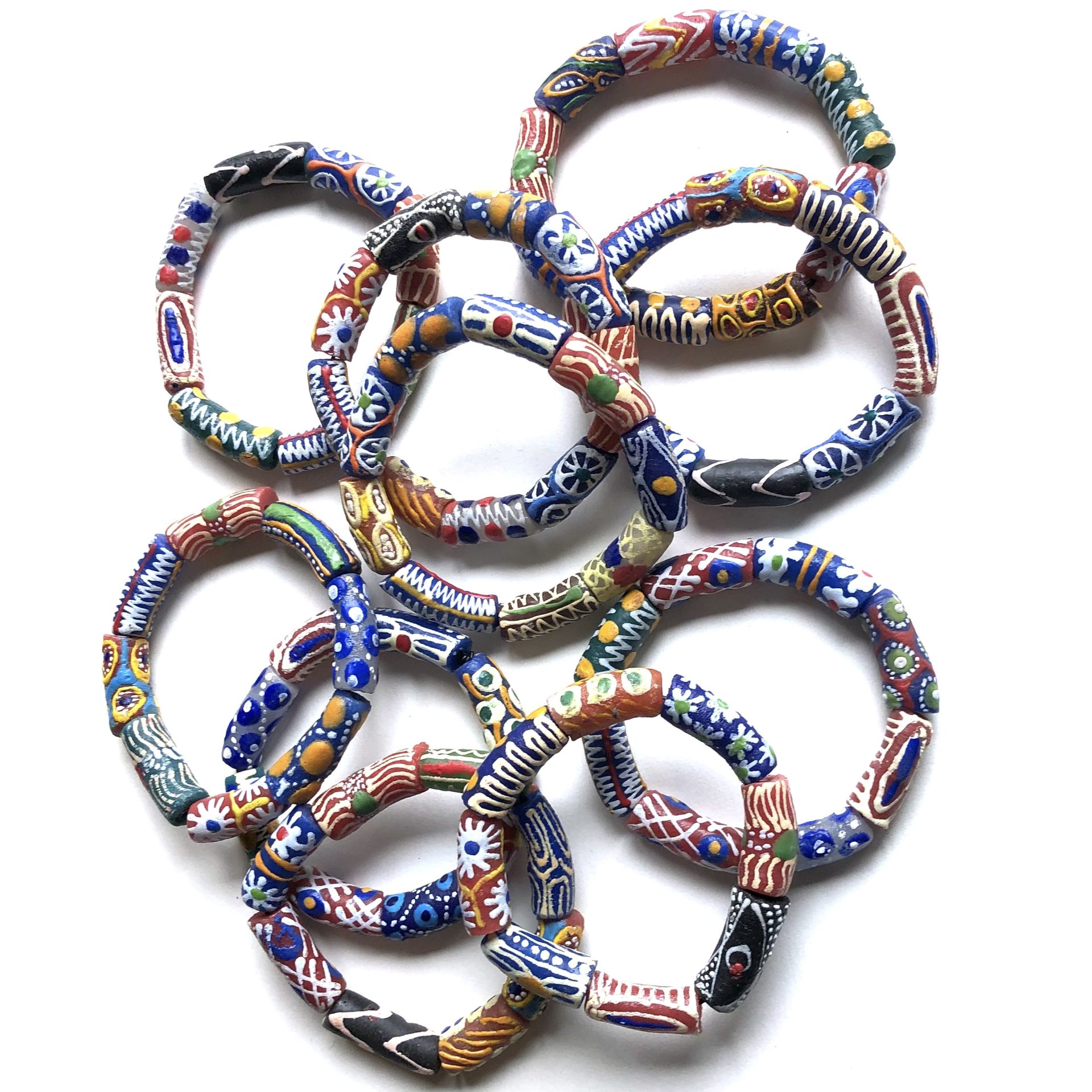 Handpainted Recycled Glass Beads Bracelet
