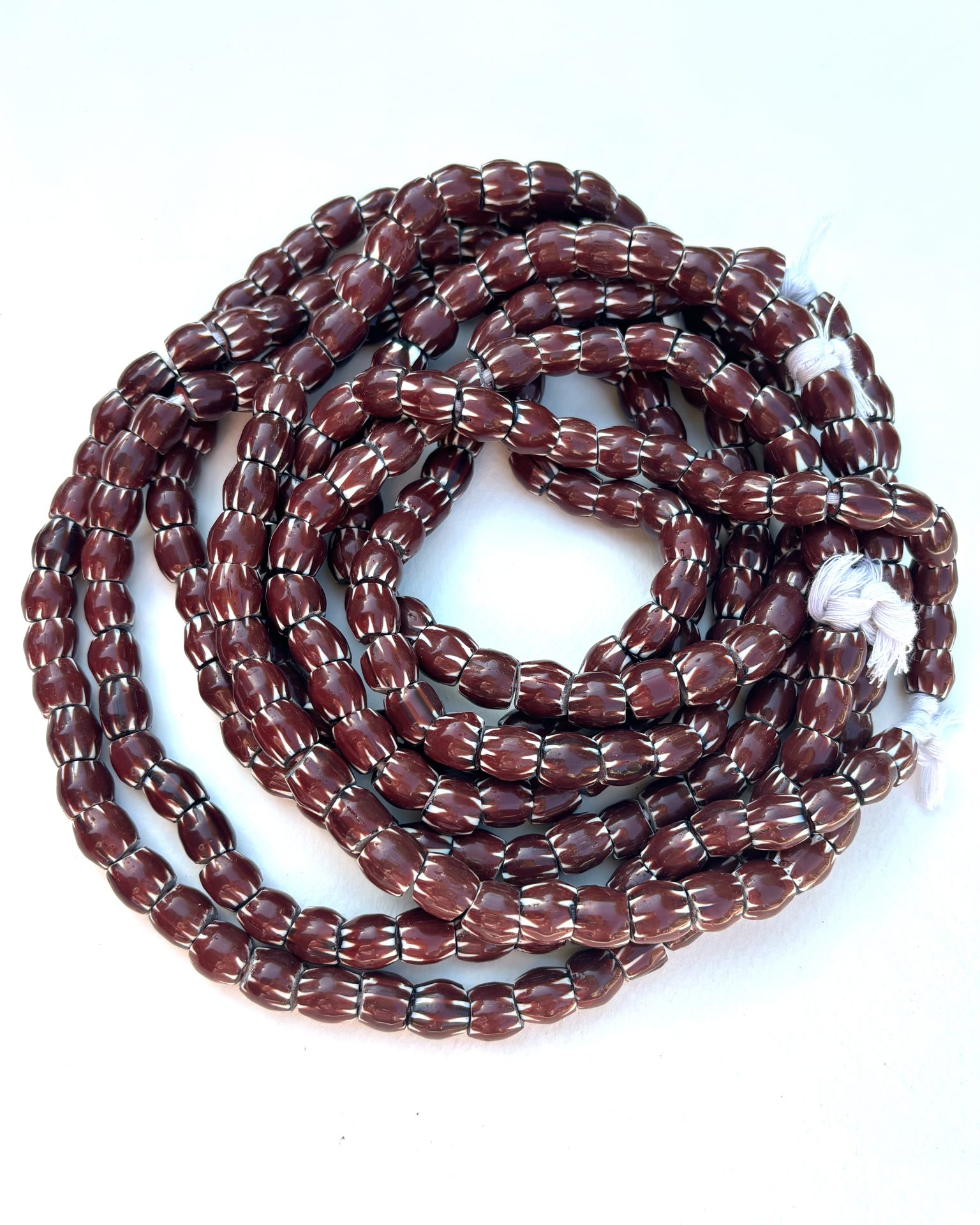Brown+White Chevron Beads